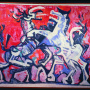 Petar Lubarda <br>Horses, 1954 (ca.) <br>Oil on canvas, 125.5 × 105 cm <br>Signed above on the left: Lubarda; on the back of the canvas: Lubarda